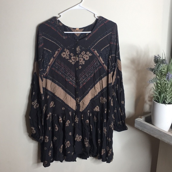 Free people grey tan dress - Picture 1 of 3